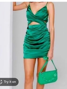 NWT LELE green satin dress